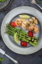 Baked salmon and green asparagu