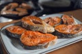 Baked salmon on a plate