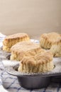 Baked scone in a baking tin