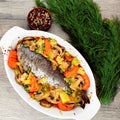 Baked seabass fish Royalty Free Stock Photo