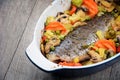 Baked seabass fish Royalty Free Stock Photo