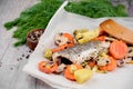 Baked seabass fish Royalty Free Stock Photo