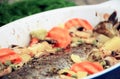 Baked seabass fish Royalty Free Stock Photo