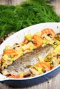 Baked seabass fish Royalty Free Stock Photo