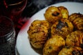 Baked, sliced potatoes