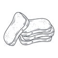 Baked slices bread icon sketch isolated on white