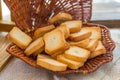 Baked small slices of bread in a basket Royalty Free Stock Photo