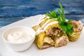 BAKED WITH SOUR CREAM cabbage rolls Royalty Free Stock Photo