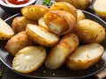 Baked spiced potatoes look delicious