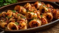 Baked squid stuffed calamari. Generative AI Royalty Free Stock Photo