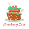 Baked strawberry cake, dessert food