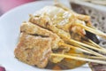 Baked stringed meat, beef satay indonesia food