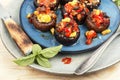 Baked stuffed mushroom caps Royalty Free Stock Photo