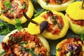 Baked stuffed squash or patisson