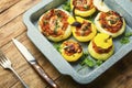 Baked stuffed squash or patisson