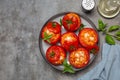 Baked stuffed tomatoes with rice and cheese.