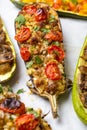 Baked Stuffed Half Aubergine Closeup Royalty Free Stock Photo