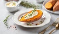 baked sweet potato with cream cheese and spices ai