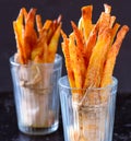 Baked sweet potato and potato chips appetizer Royalty Free Stock Photo