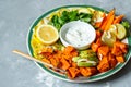 Baked sweet potato, zucchini and carrots Royalty Free Stock Photo