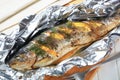 Baked trout with lemon and dill