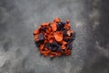 Baked vegetable chips- garnet sweet potato, purple sweet potato, carrot and beetroot. Royalty Free Stock Photo