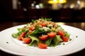 Green salad with leaves and vegetables. vegan food concept Royalty Free Stock Photo