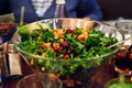 Baked vegetables, walnuts and kale salad