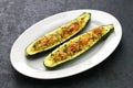 Baked vegetarian zucchini boats Royalty Free Stock Photo