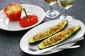 Baked vegetarian zucchini boats