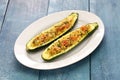 Baked vegetarian zucchini boats Royalty Free Stock Photo