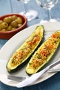 Baked vegetarian zucchini boats Royalty Free Stock Photo