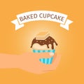 Baked yellow cupcake gift