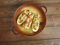 Baked zucchini boats and minced Royalty Free Stock Photo