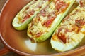 Baked zucchini boats and minced Royalty Free Stock Photo