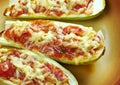 Baked zucchini boats and minced Royalty Free Stock Photo