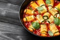 Baked zucchini rolls with ricotta, pecorino cheese in marinara sauce. Healthy food Royalty Free Stock Photo