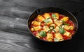 Baked zucchini rolls with ricotta, pecorino cheese in marinara sauce. Healthy food Royalty Free Stock Photo