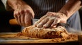 Baker adding ginger to artisan bread dough Generative AI