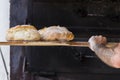 Baker baking fresh handmade bread in the bakery Royalty Free Stock Photo