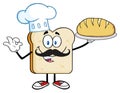 Baker Bread Slice Cartoon Mascot Character With Chef Hat And Mustache Holding A Bread Royalty Free Stock Photo