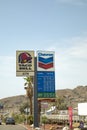 Chevron and Taco Bell Signs at Baker in California