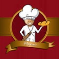 Baker chef cartoon badge menu design Royalty Free Stock Photo
