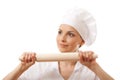 Baker / Chef woman holding baking rolling pin Royalty Free Stock Photo