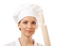 Baker / Chef woman holding baking rolling pin Royalty Free Stock Photo