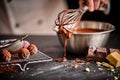 Baker or chocolatier preparing chocolate bonbons Royalty Free Stock Photo