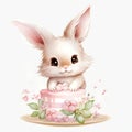 Baker cute bunny blue cute bunny watercolor