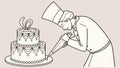 Baker Decorating a Wedding Cake, Confectionery Craft and Special Occasions, vector design Generative AI Royalty Free Stock Photo