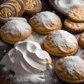 A baker dusting powdered sugar over freshly baked cookies3