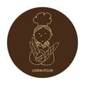 Baker girl with bread logotype.